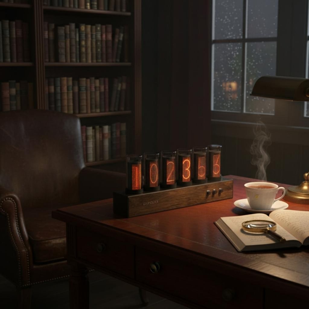 USB Powered Nixie Tube Clock หน่วยความจําที่เปิดใช้งานพลังตกแต่งบ้านการออกแบบกาวสําหรับสํานักงาน