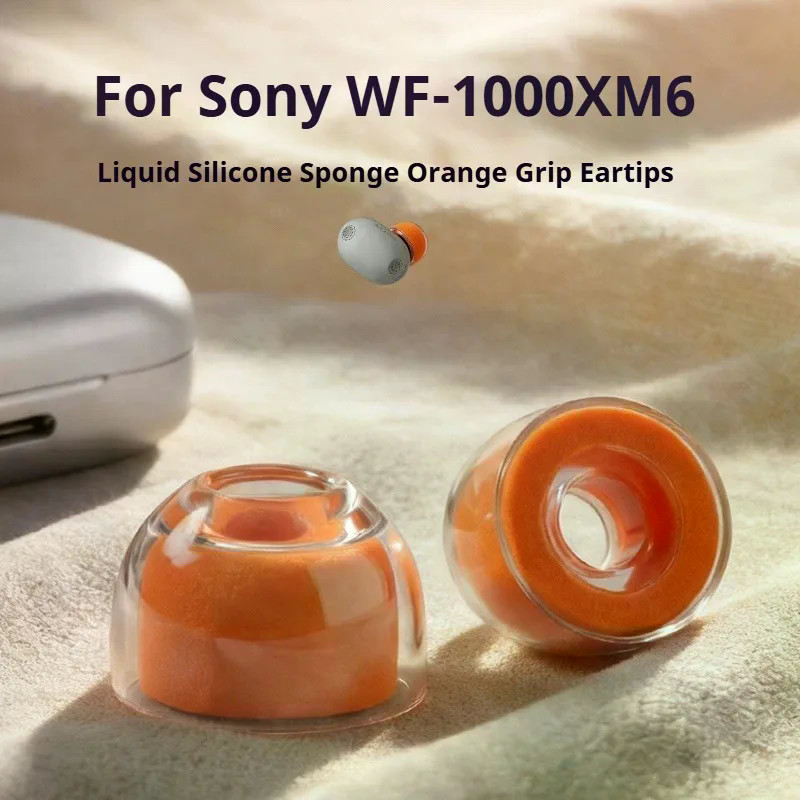 ฟองน้ําซิลิโคนเหลวเคล็ดลับหูสําหรับ Sony WF-1000XM6 หูฟังหูฟังหูฟังตัดเสียงรบกวนสีส้มอุปกรณ์เสริมสําหรับ XM5/XM4 หูปลั๊ก