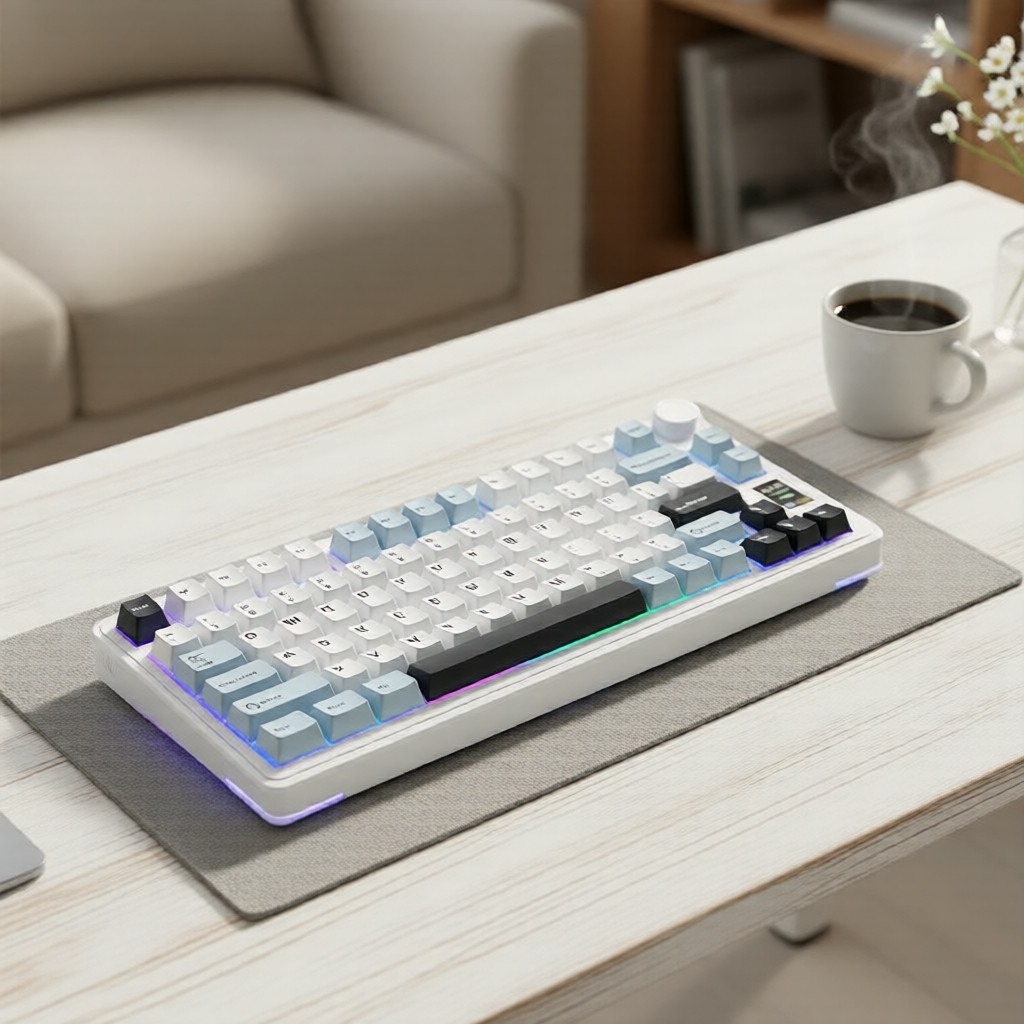 คีย์บอร์ดเกมมิ่ง PC AULA S75 PRO 75%: ไร้สาย, จอภาพและลูกบิด, แบบถอดเปลี่ยนได้ร้อน, RGB, ปุ่มกด PBT,