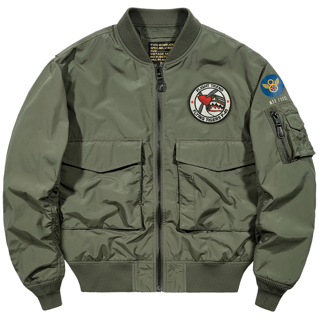 VIP American Retro ma1 Bomber Jacket ผู้ชายหลวมแจ็คเก็ตเบสบอลปัก Badge Air Force Bomber Jacket อินเท