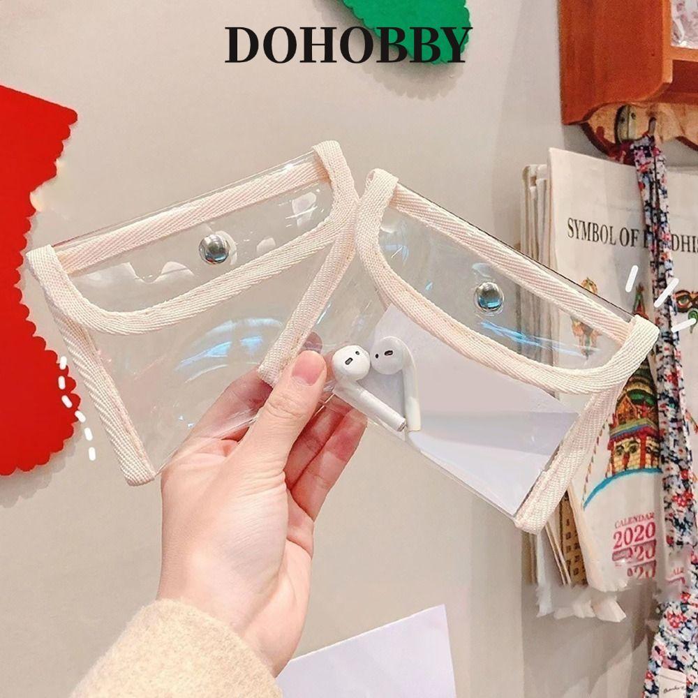 DOHOBBY กระเป๋าบัตรเครดิต, กระเป๋าใส่เหรียญกันน้ํา PVC, แฟชั่นโปร่งใส ID Card Mini กระเป๋าสตางค์ผู้หญิง