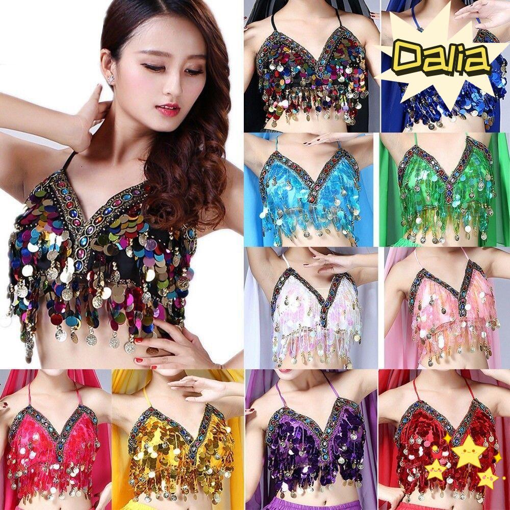 DALIA Belly Dance Bra Dance Wear Stage เลื่อมไนท์คลับ Halter Bra
