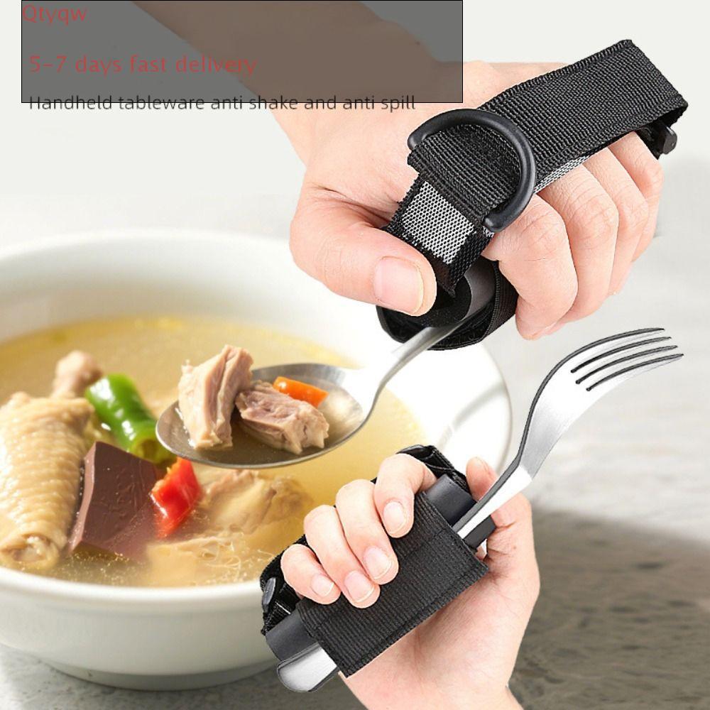 QTYQW ที่ใส่ภาชนะสายรัด, Hypoallergenic Elastic Eating Assistance Cuff, Self-Care Washable Aid Utens