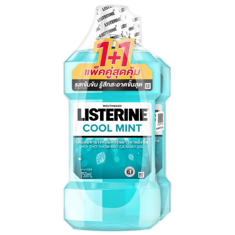 ลิสเตอรีนน้ำยาบ้วนปากคูลมินต์ 750มล. แพค 2 Listerine Cool Mint Mouthwash 750ml. Pack 2 [หมายเลขบาร์โค้ด 8850007814528 ]