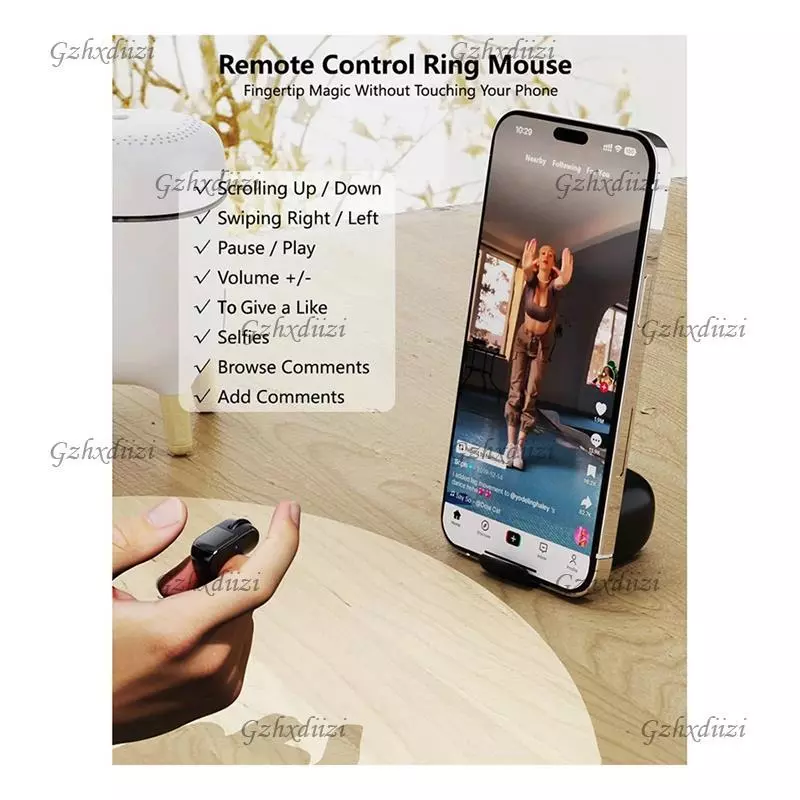Gzhxdiizi เมาส์แหวนบลูทูธ Dual Mode พร้อมทัชแพดสำหรับโทรศัพท์ แท็บเล็ต พีซี thumbnail 3