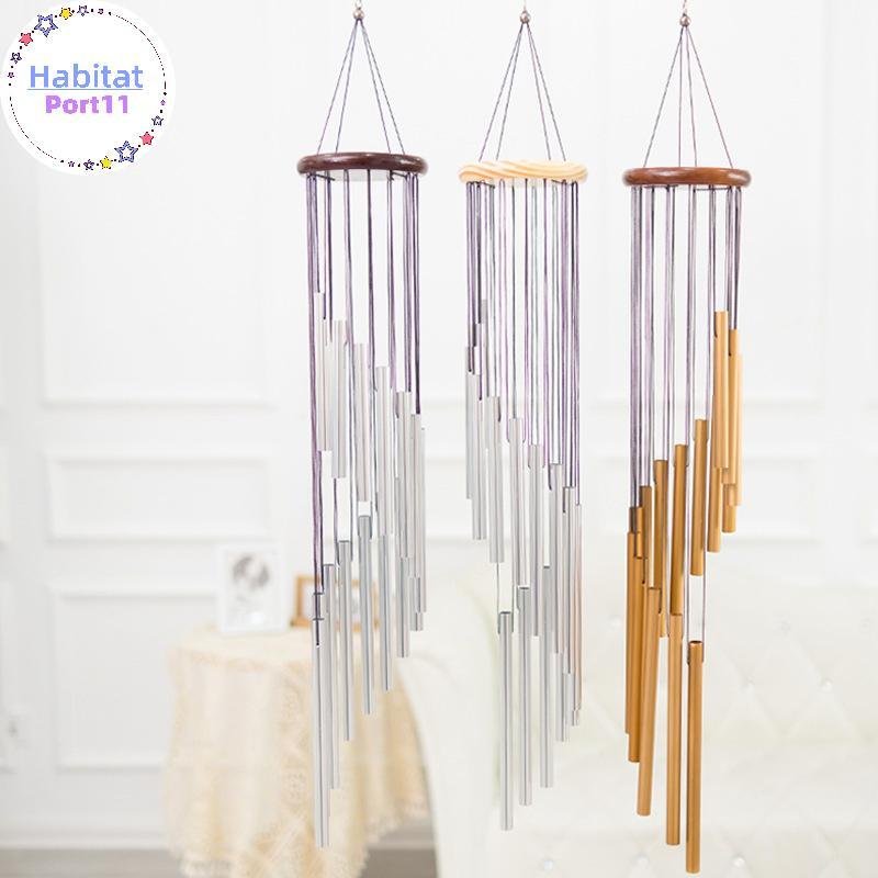 HabitatPort 3 ประเภทกลางแจ้งโลหะ Wind Chimes 12 หลอด Wind Chimes Bells Decor สําหรับห้องนั่งเล่นห้อง
