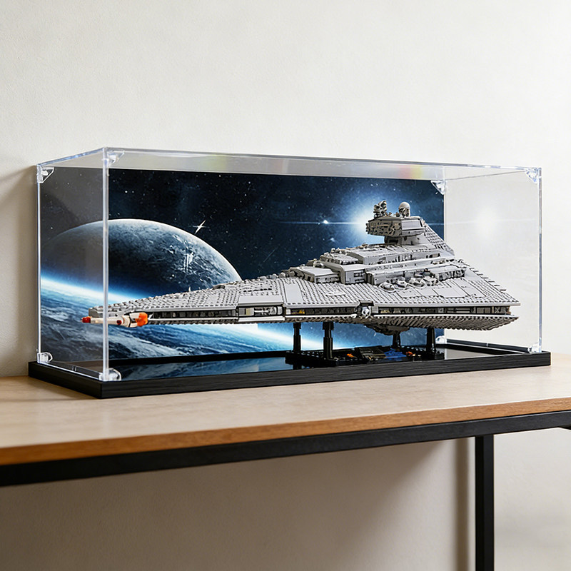 [กล่องแสดงโปร่งใส] กล่องแสดงอะคริลิคเหมาะสําหรับ Lego 75252 Star Wars Empire J-Starship กล่องเก็บของ