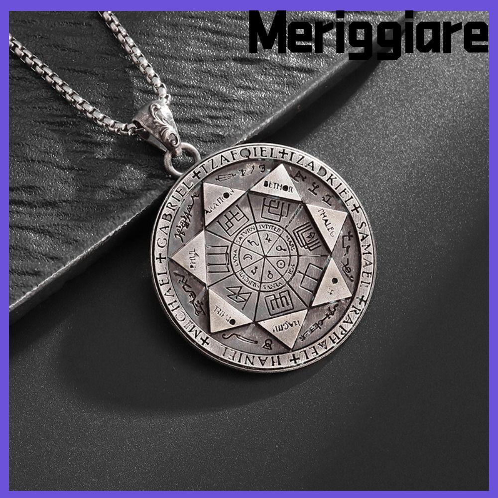 MERIGGIARE 7 Archangels Seal จี้, สแตนเลส Hip Hop เครื่องประดับ Solomon Amulet สร้อยคอ, Cculting Amu