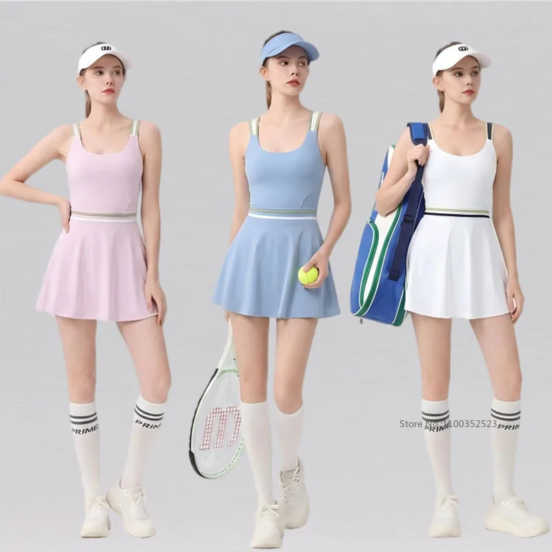 [ปลาค็อด 3 สี] นางสาว ลิลลี่ ใหม่ ชุดเทนนิสแขนกุด แห้งเร็ว พร้อมชุดชั้นใน กางเกงขาสั้น กลวง ฝึกฟิตเนส แบดมินตัน ไซซ์ใหญ่