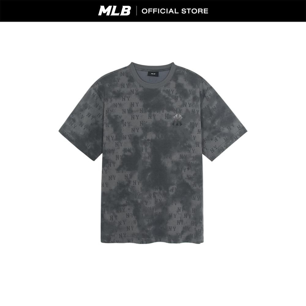 MLB เสื้อยืด ยูนิเซ็กส์ Monogram Tie-Dyeing Print Over Fit T-Shirts รุ่น 3ATSM1054 50CGS สีเทาชาร์โค