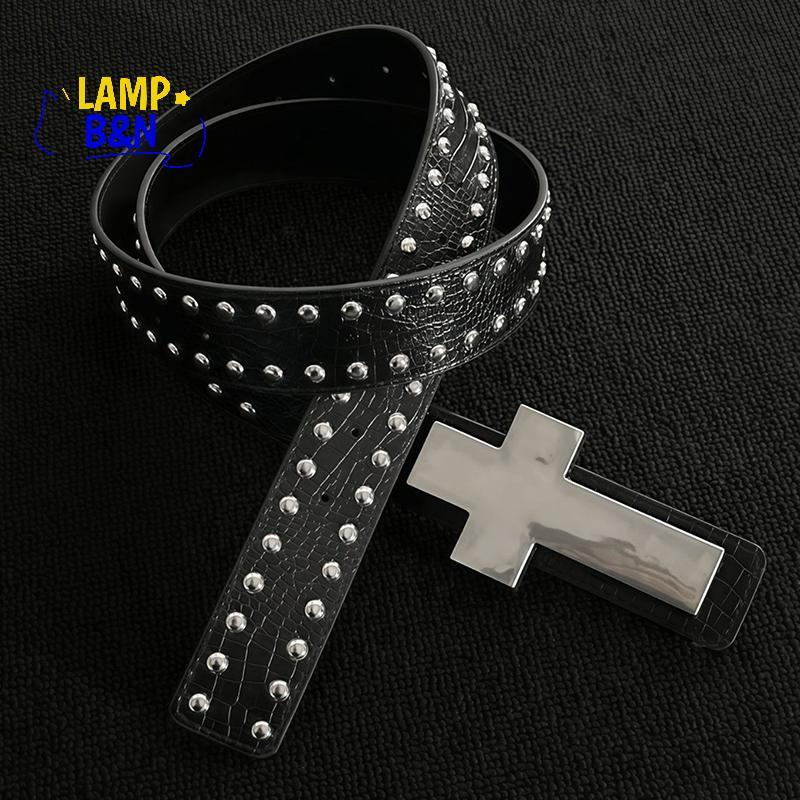 [B&N] Crale-Patterned Studded Metal Cross Belt Subculture Gothic Punk Dark-Style Outfit Accessory [ใ