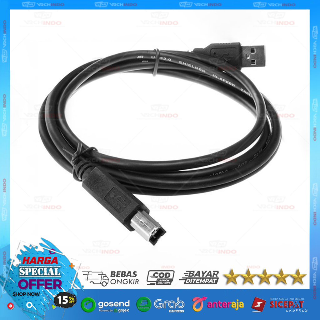 สายเครื่องพิมพ์ USB A to B สีดํา ความยาว 1.5M / 3M / 5M / 10M / 15M - USB 2.0 A to B คุณภาพสูง !!
