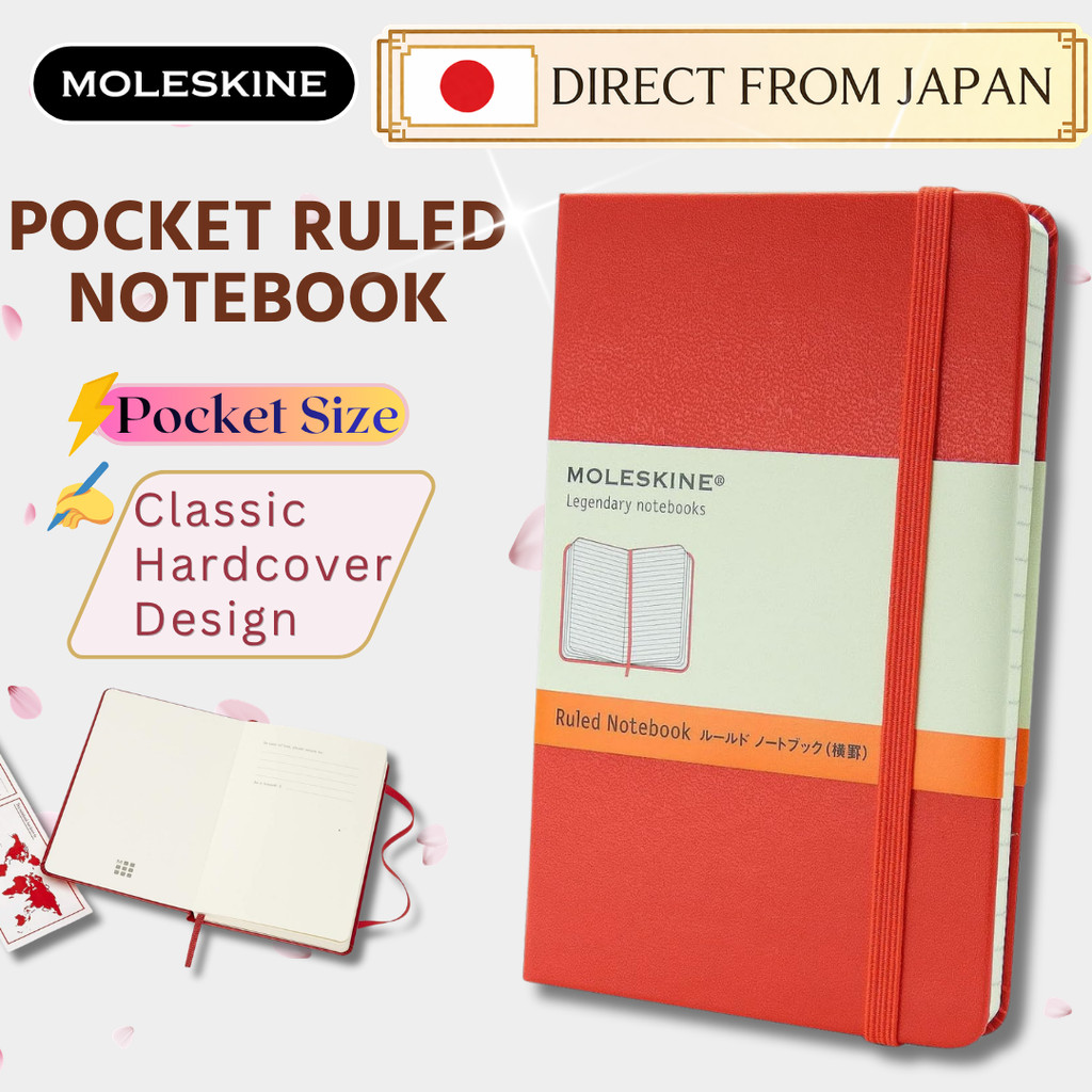 Moleskine Classic Ruled Notebook Hardcover Pocket Red From Japan
