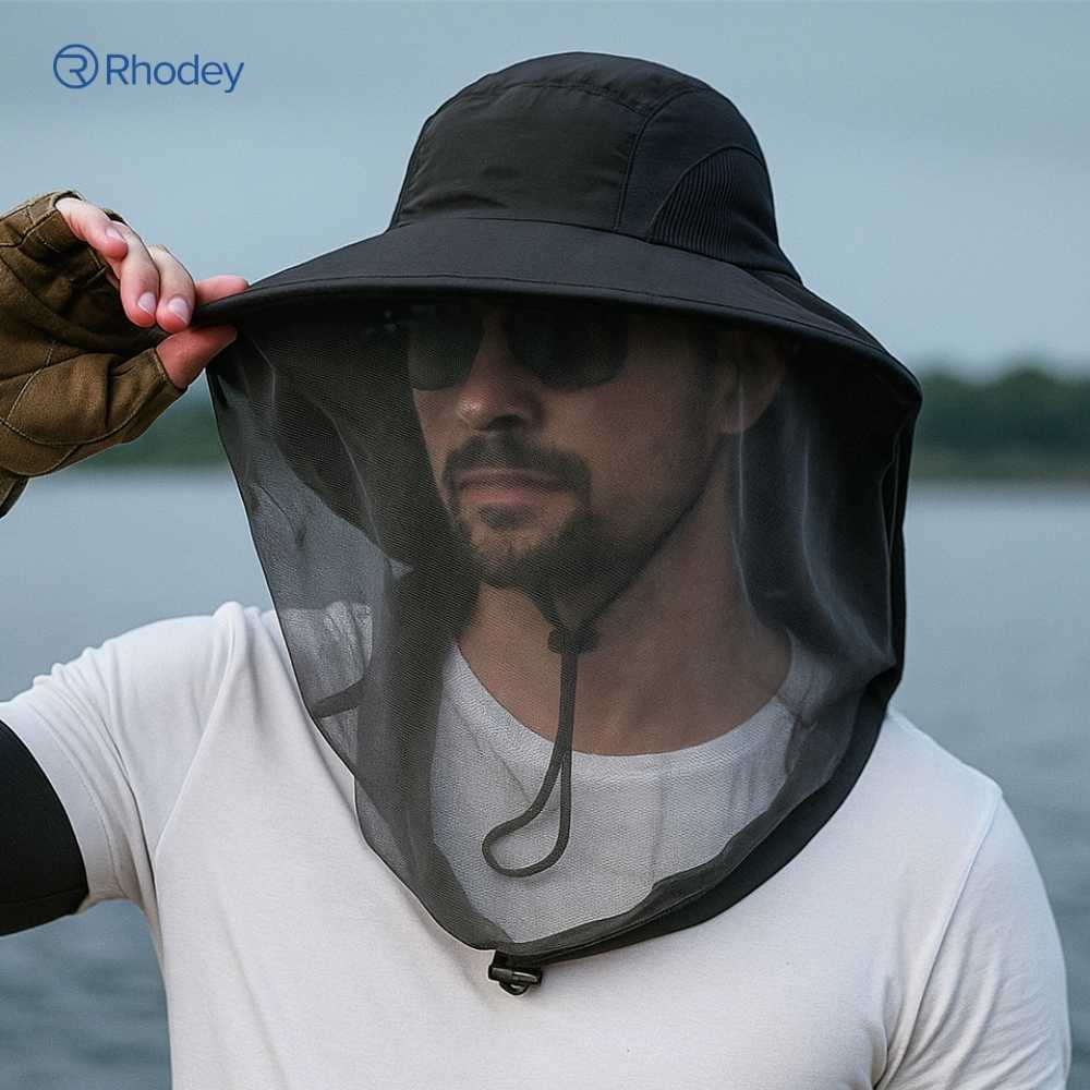 Rhodey Outdoor Jungle Hat Anti ยุงคอ Flap Boonie Hat Nylon - GL017 - Dhavinci