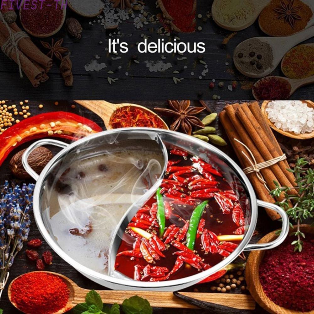 ⭐FIVESTARS⭐28cm Twin Divided Hotpot Stainless Steel Soup Cooking Pot Ideal for Friend Party