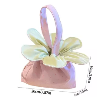 FITNESSFACTORY กระเป๋าสะพายข้างลายดอกไม้, กระเป๋าสไตล์เกาหลี Sparkly Star Flower Bag, Casual Cute Plaid Cloth Canvas Shoulder Bag Vacation