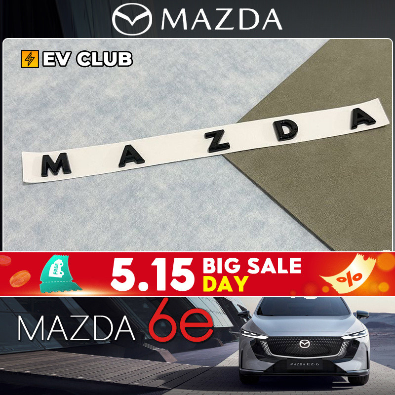 2026 สไตล์ใหม่ mazda 6e ev รถพิเศษทุ่มเทดัดแปลงโลโก้รถสีดําตัวอักษรภาษาอังกฤษสติกเกอร์รถด้านหลัง Tai