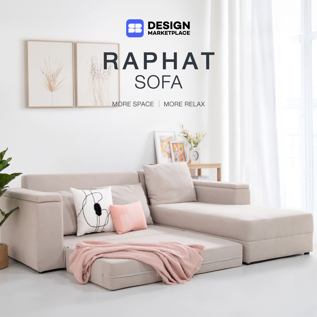 SB Design Square โซฟาเข้ามุมขวา รุ่น Raphat สีครีม (234x159x85 ซม.)  แบรนด์ SOFA SOLUTIONS