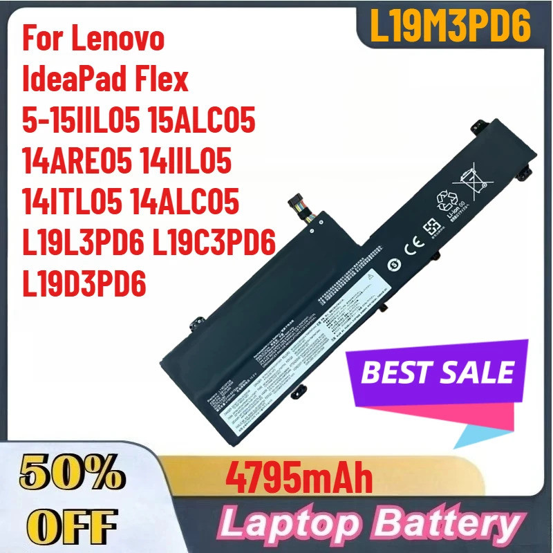 4795mAh L19M3PD6 แบตเตอรี่สําหรับ Lenovo IdeaPad Flex 5-15IIL05 15ALC05 14ARE05 14IIL05 14ITL05 14AL