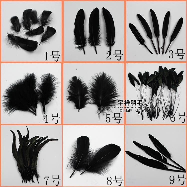ราคาต่ํา Seckill 9 รูปแบบ diy เครื่องประดับอุปกรณ์เสริมวัสดุ Feathers สีดํา Feathers Craft ตกแต่ง Fe