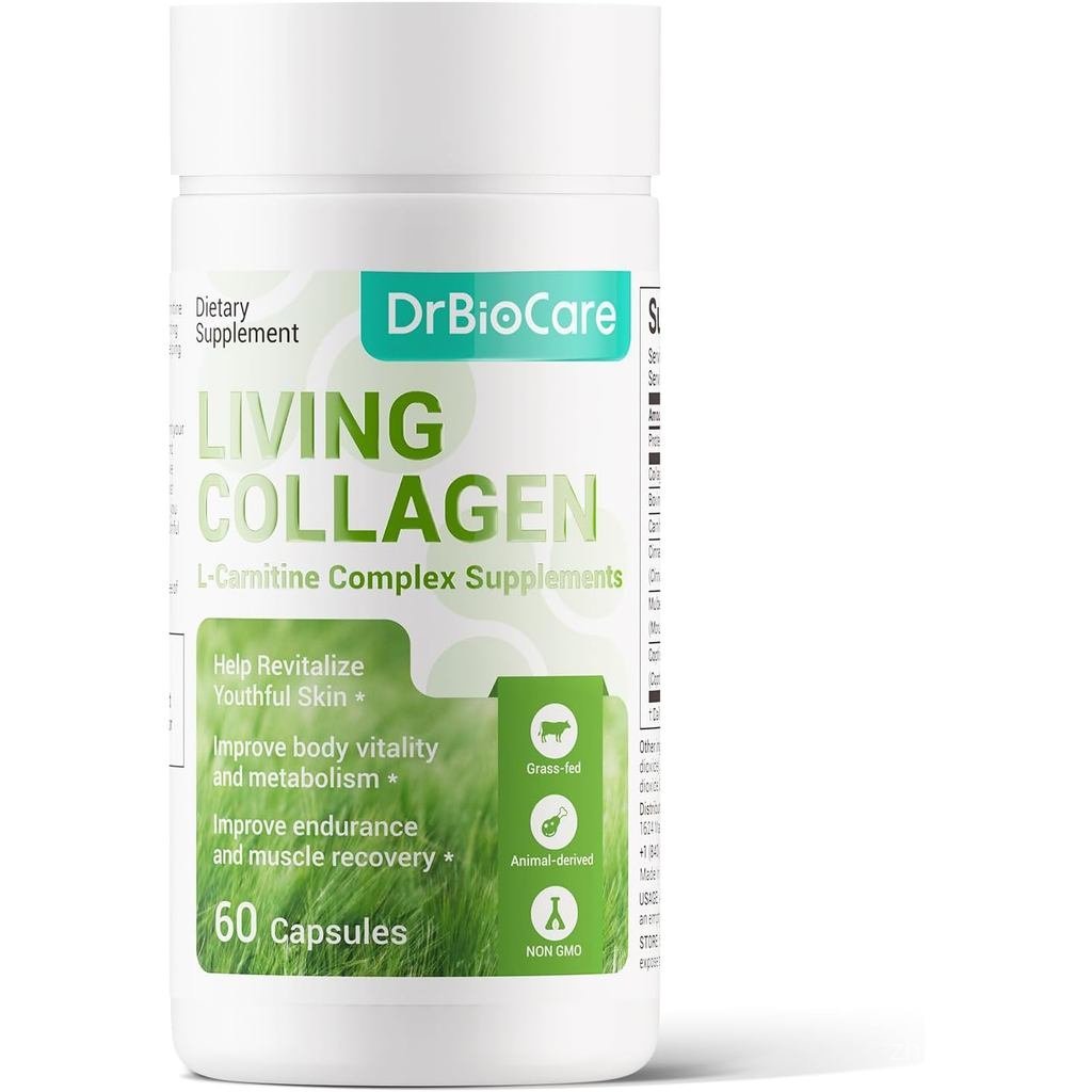 DrBioCare Living Collagen L-Carnitine อาหารเสริมคอมเพล็กซ์, Grass Fed Bovine Collagen Peptides,Bovin