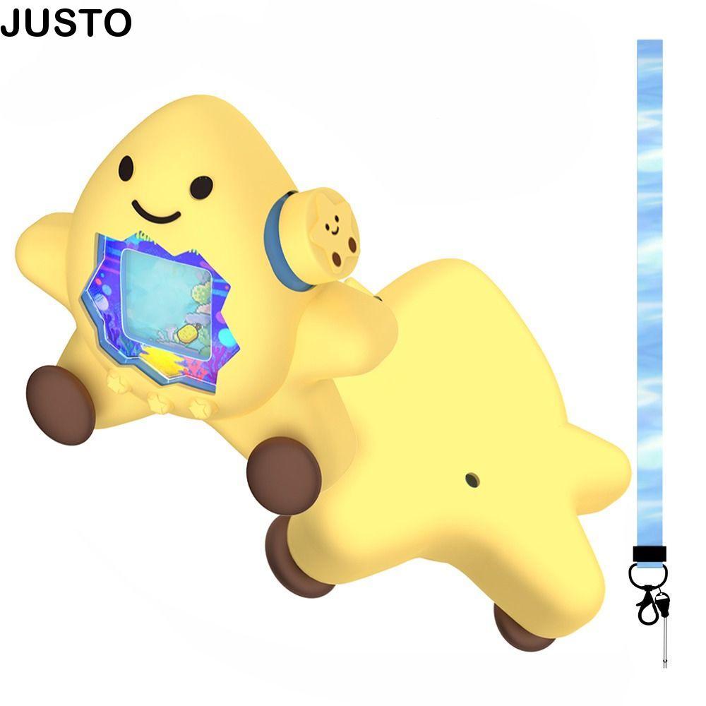 JUSTO ป้องกัน,ปลอกซิลิโคนป้องกันรอยขีดข่วน,พร้อมเชือกเส้นเล็กการ์ตูน Star กันกระแทกเกมคอนโซลป้องกันสําหรับ Tamagotchi Paradise