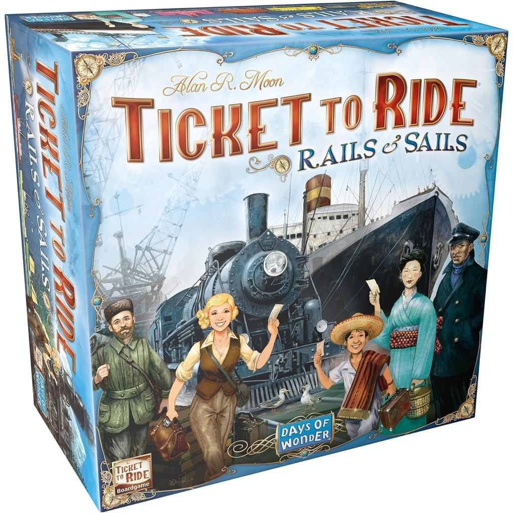 Asmodee Ticket to Ride Rails & Sails Board Game - Train Route-Building Strategy Game, Family Fun สํา