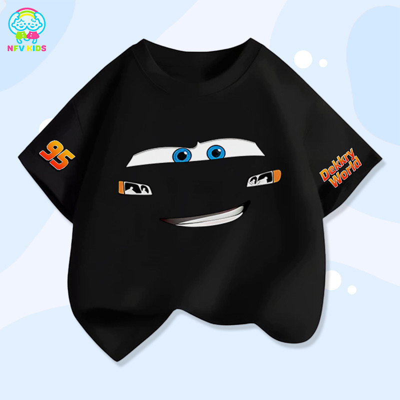 NFV KIDS เสื้อยืดแขนสั้นเด็ก🌈ซึบซับเหงื่อ เหมาะกับหน้าร้อน ลายหน้ายิ้มน่ารัก เหมาะ เด็กผู้ชาย และ เด็กผู้หญิง YG1131