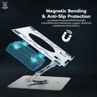 NUBWO NX-F6 ARCTIX แท่นวางแล็ปท็อป RGB Gaming Cooler Pad รองรับแล็ปท็อปตั้งแต่ขนาด 10–17 นิ้ว ใช้งานง่าย น้ำหนักเบา