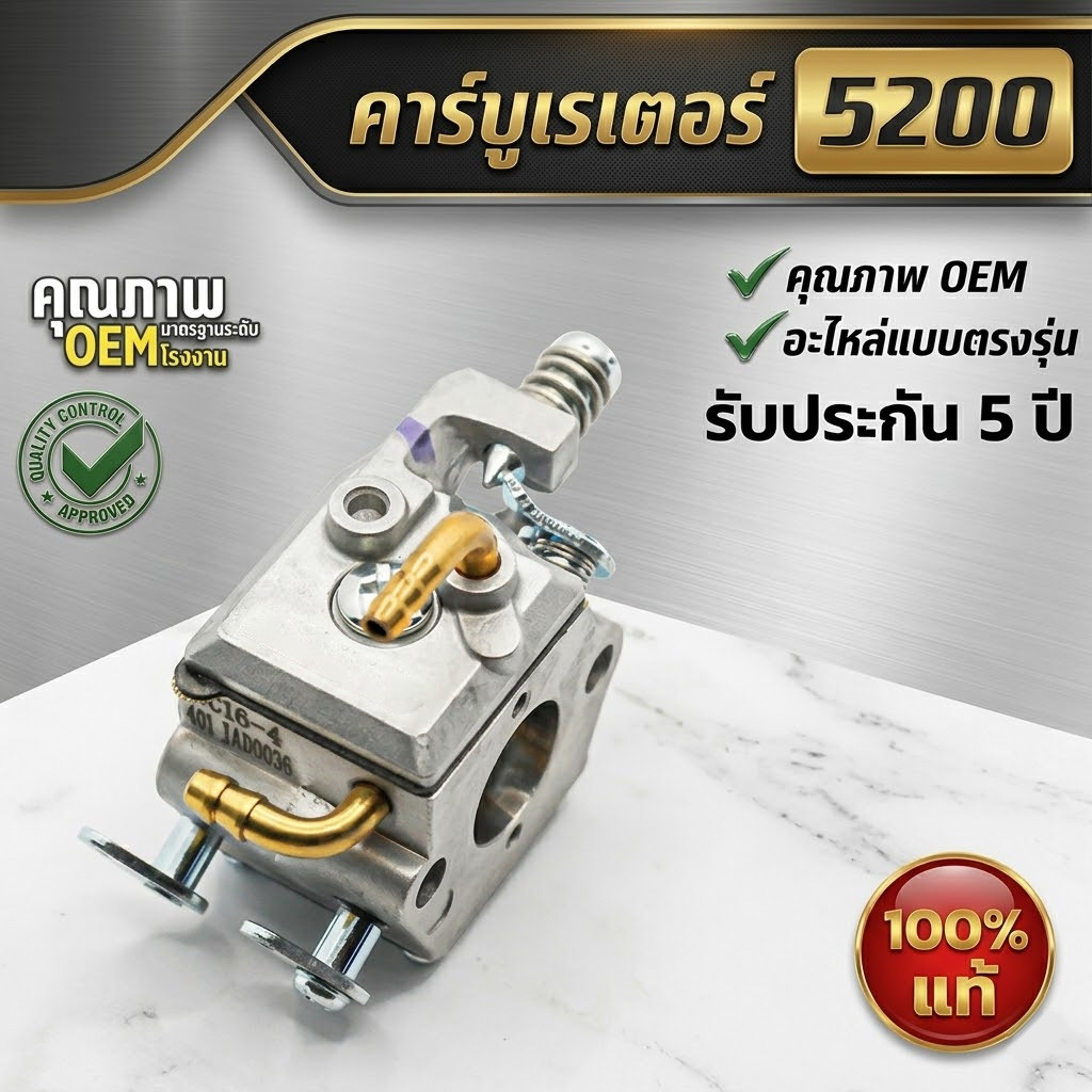 คาบูเลื่อยยนต์ คาบู เลื่อยยนต์ 5200/5800 แท้ สำหรับเครื่องเลื่อยยนต์ 5200 5800 ใช้งานได้ทุกยี่ห้อ คาบูแดช
