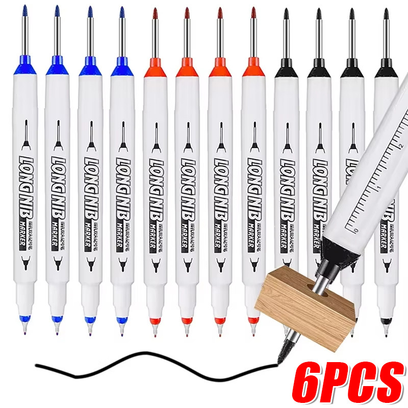 1/3/6 ชิ้น 20 มิลลิเมตร Multi-Purpose Deep Hole Long Head Marker ปากกา - ถาวร Doule-Tip Marker - กันน้ําโลหะ Perforating ปากกา