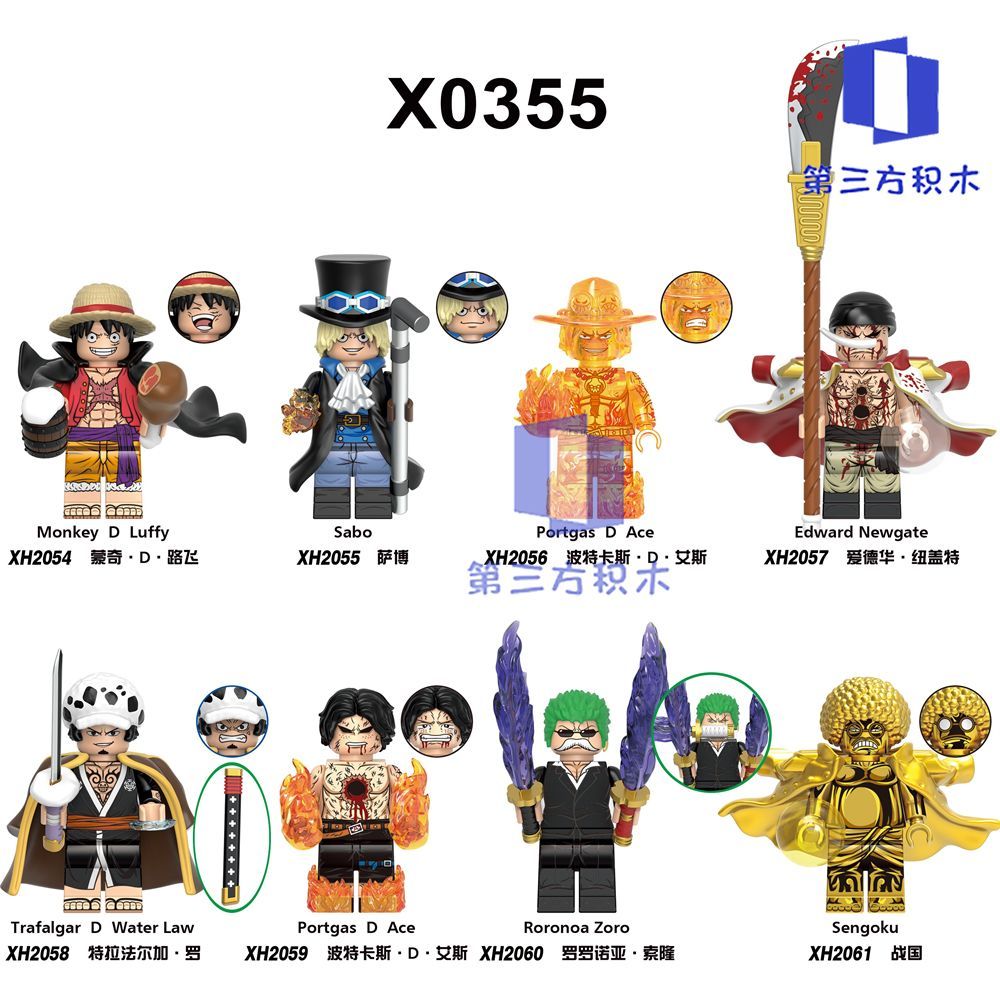 One Piece ใช้งานร่วมกับ Lego Luffy Sengoku Flame Ace Zoro Newgate Building Block Minifigure ของเล่น 
