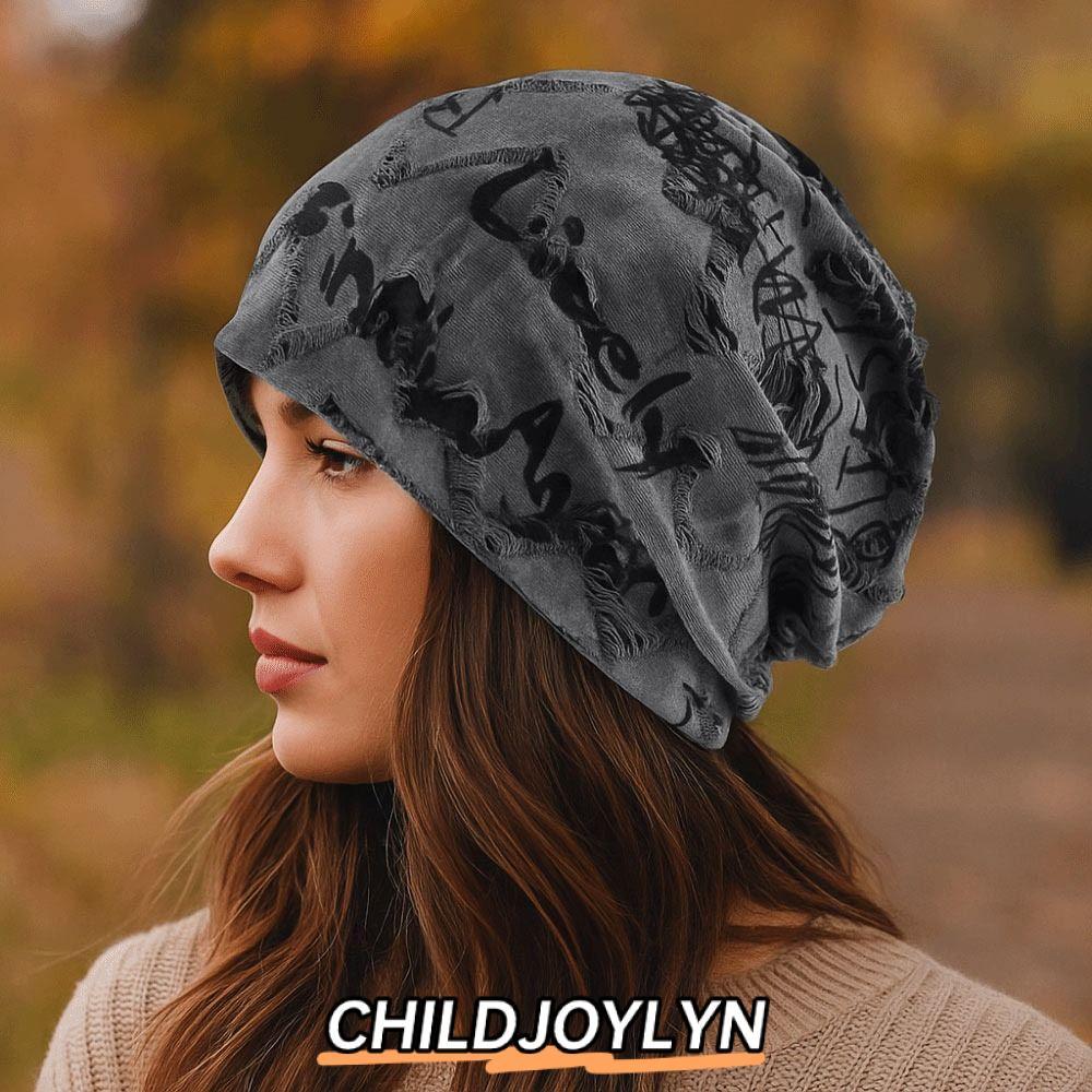 CHILDJOYLYN หมวกพิมพ์ลายตัวอักษร หมวกวินเทจสไตล์ Wasteland หมวกใบเล็กสำหรับสวมใส่ง่าย ในสไตล์ฮิปฮอปและเสื้อ.streetwear