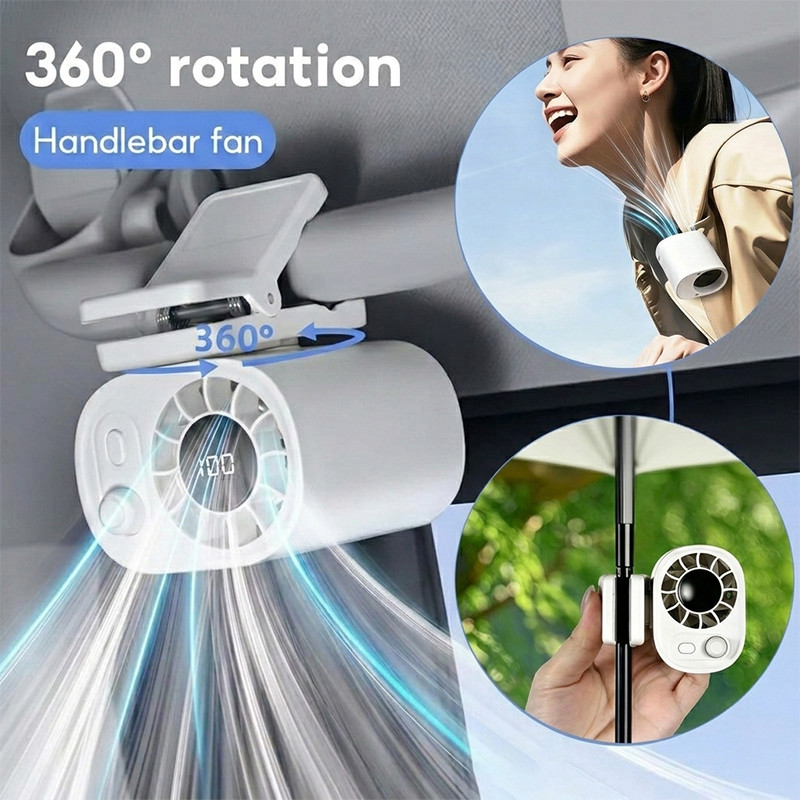 SEAMETAL พัดลมเย็นฉ่ำสำหรับรถยนต์ คลิปหนีบได้ทุกที่ 100 ระดับแรงลม ใช้ได้นาน 1800mAh