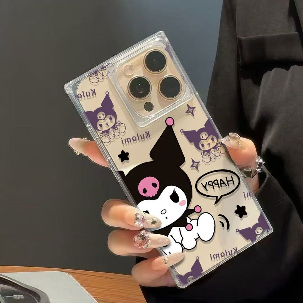 เคสโทรศัพท์ทรงสี่เหลี่ยมเหมาะสําหรับ iPhone 11 12 13 14 15 16 17 pro max Kuromi ins สไตล์ TPU โปร่งใส