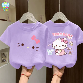 【ส่งจากกรุงเทพฯ】NFV KIDS รุ่นใหม่มาแรง💖เสื้อยืดแขนสั้นเด็ก ระบายอากาศ ลายพิมพ์แมวน่ารัก oversize สะดวกสบาย YG5561