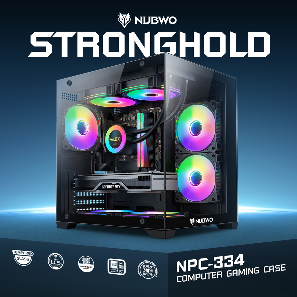 [สินค้ารับประกัน 1 ปี] NUBWO NPC-334 เคสคอมพิวเตอร์เกมมิ่ง (Micro-ATX) มาพร้อมพัดลม โครงสร้างเป็นเหล็ก SPCC แข็งแรงทนทาน