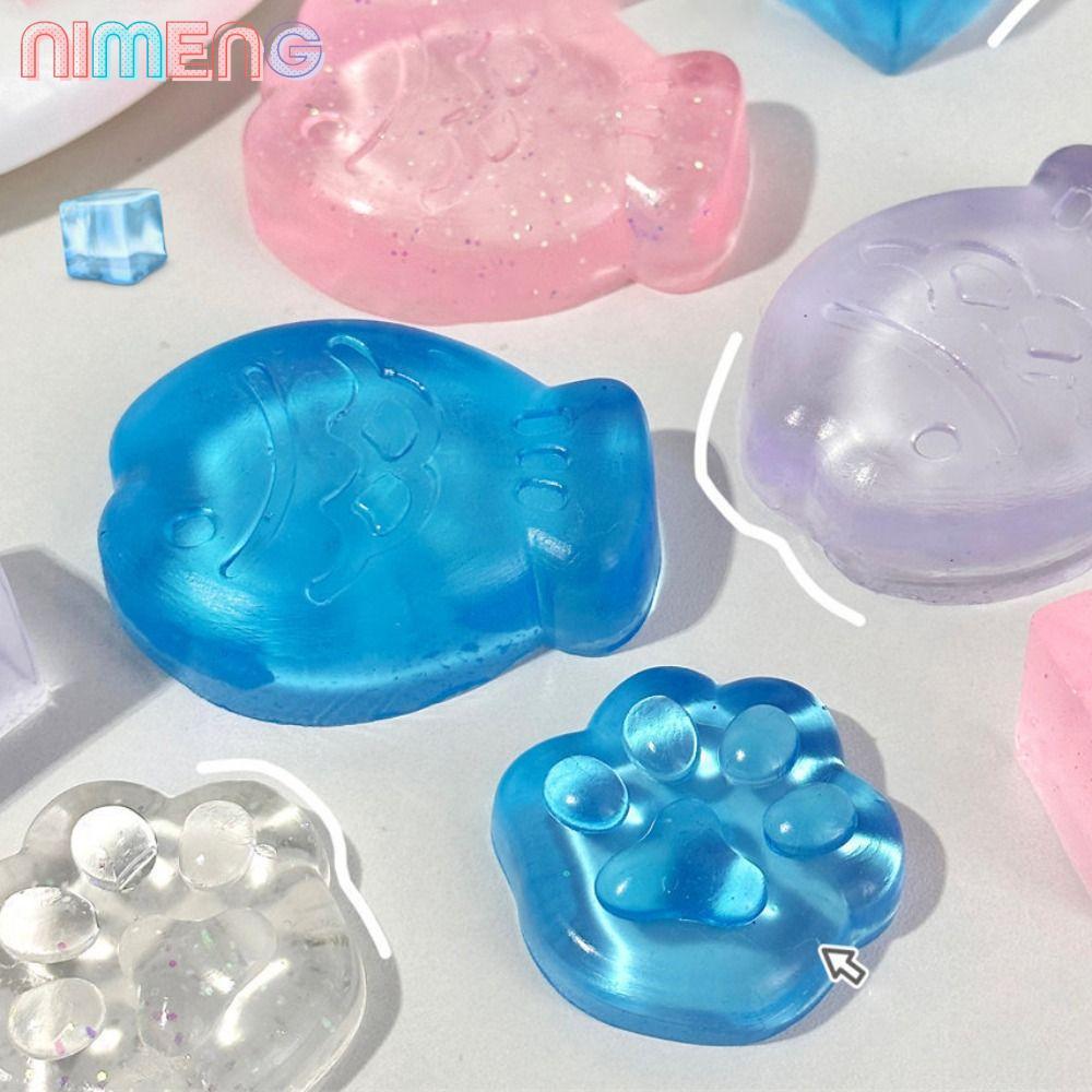 NIMENG ของเล่นบีบ, บรรเทาความเครียด Cube โปร่งใส Fidget ของเล่น, Kawaii Ice Block Mini Cat Ice Cube ของเล่น Party Favors