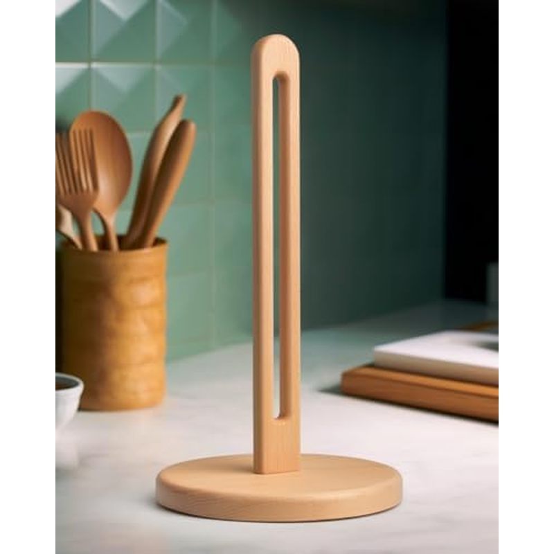 Acacia Wooden Paper Towel Holder Stand for Jumbo Roll - Stylish Kitchen Paper Rack Bathroom Towel Ro