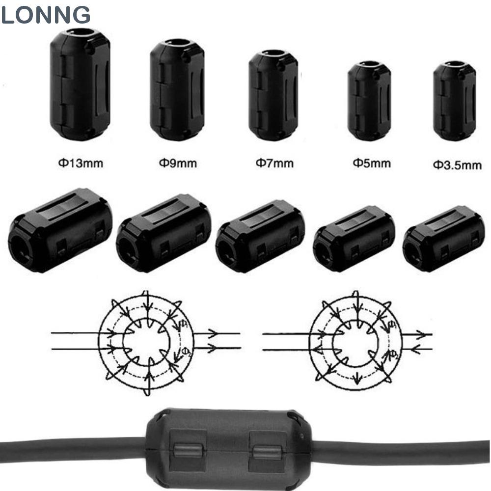 LONNG แหวน Core Ferrite ลูกปัด Clamp, ป้องกันการรบกวน Snap ประเภท Choke Coil EMI RFI Noise, สีดําผู้