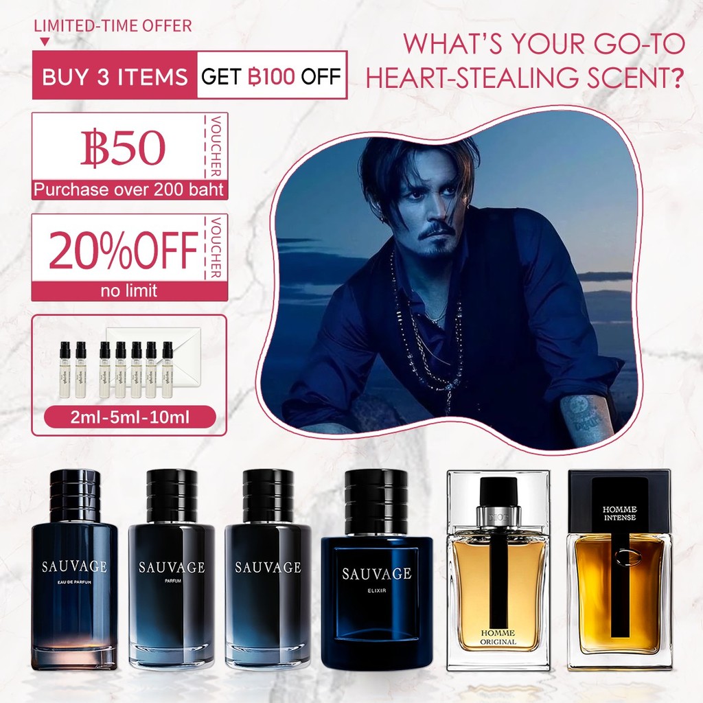 【พร้อมส่ง✈️】แท้💯% Sauvage & Sauvage Elixir & Homme Original EDP/EDT 2ml/5ml/10ml น้ำหอมผู้ชาย