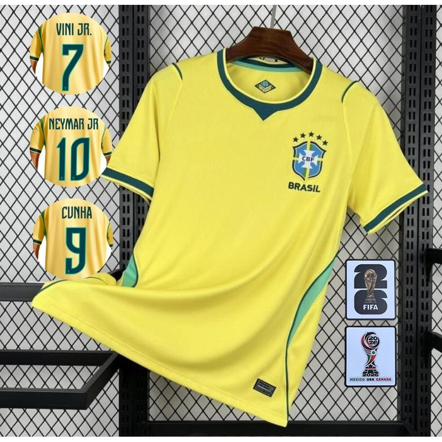 ใหม่!! 26/27 เสื้อฟุตบอลแขนสั้นบราซิลพัดลมบ้าน S-4XL