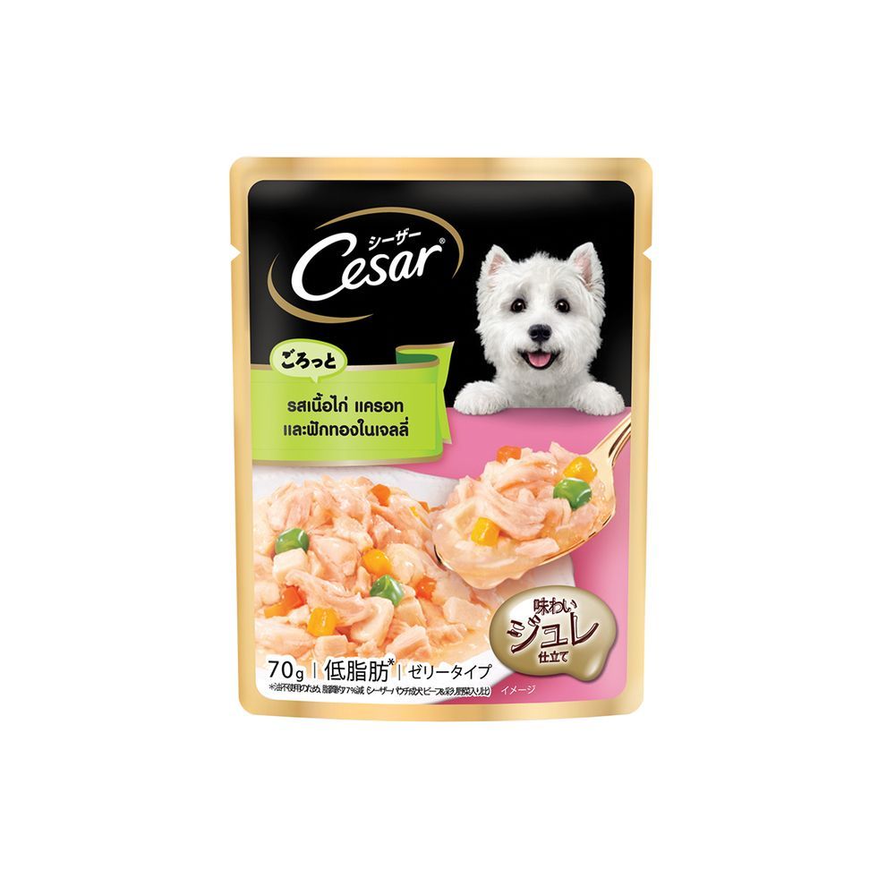[สินค้าส่งด่วน] ซีซาร์ เนื้อไก่แครอทฟักทองเจลลี่ 70ก ซT CESAR DOG FOOD CHIC CARROT PUMPKIN 70G