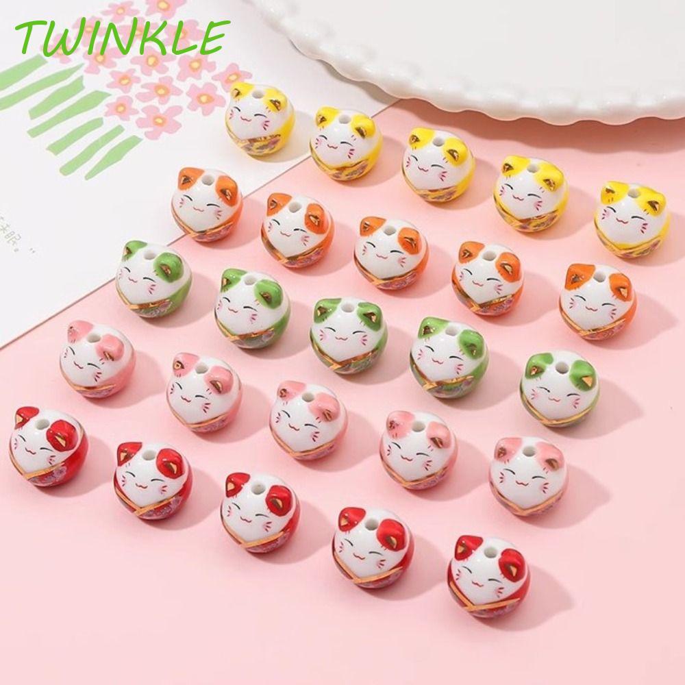 TWINKLE1 ลูกปัด Maneki-eko สร้อยข้อมือ Makeing Cat Plutus Cat Bead, Pretty Kitty Handmade สร้อยคอ Fo