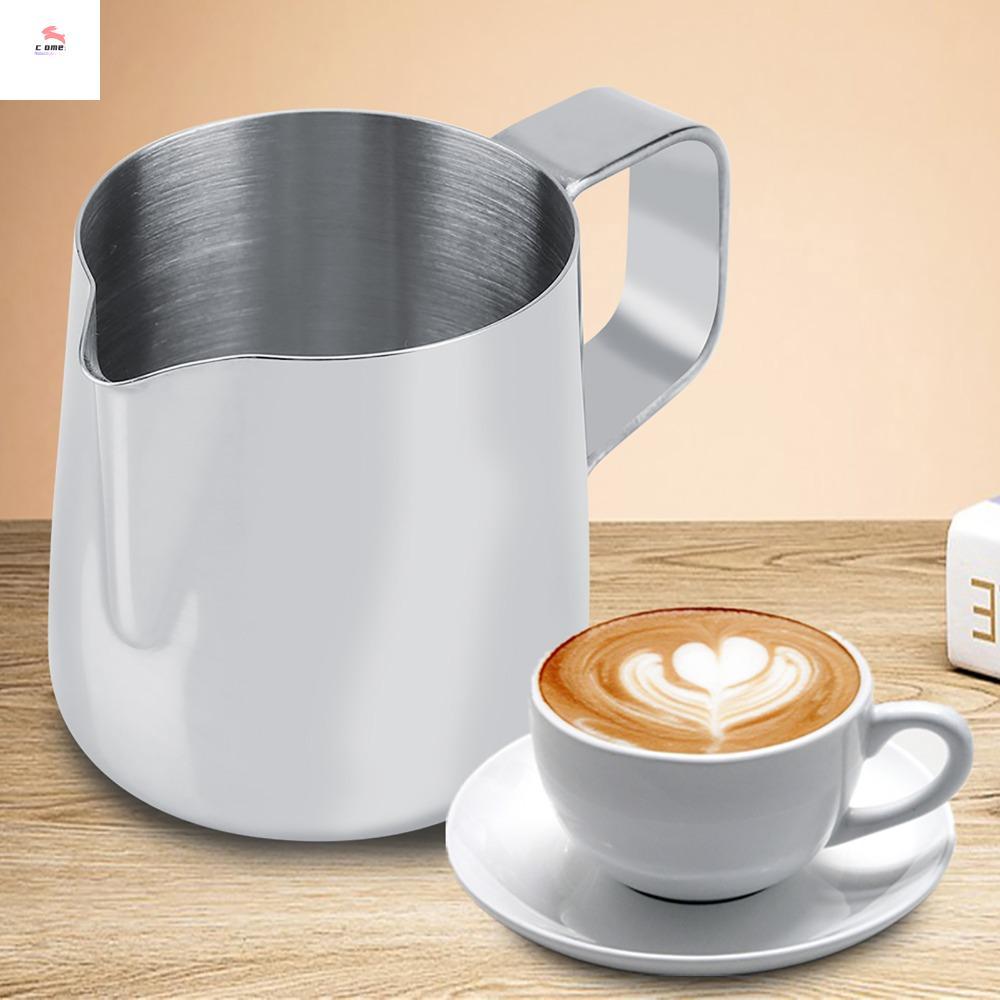 COMEMTH Milk Frothing Cup, เหยือกกาแฟสแตนเลสขนาดเล็ก, Latte Art Silver ทนทาน Latte Art Pitcher ชงกาแ