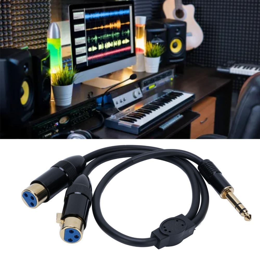 LACKT Dual XLR Female to 1/4in Male, Stereo Audio 0.5m / 1.6ft 6.35mm TRS ถึง 2 XLR Y Splitter Cable