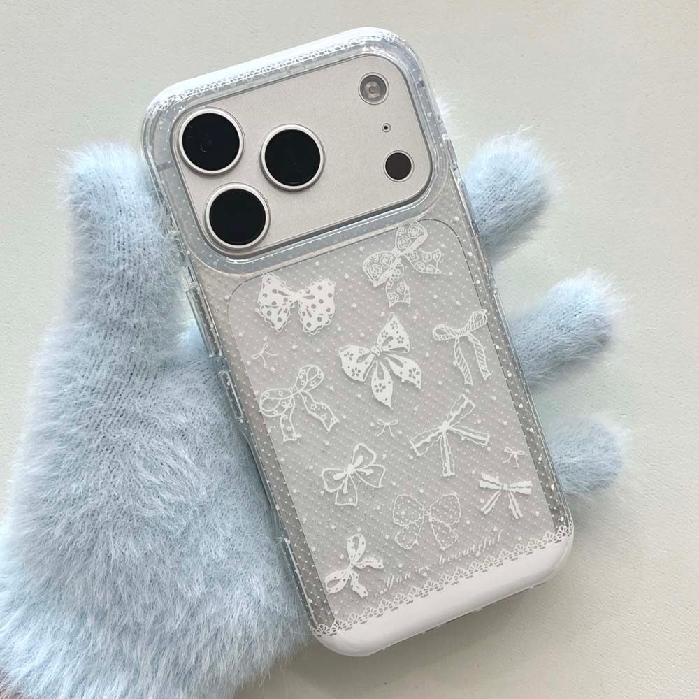 เคสโทรศัพท์โบว์ลูกไม้น่ารัก 17โปรแม็กซ์ เข้ากันได้กับ ไอโฟน 16โปรแม็กซ์ 13 14 15โปรแม็กซ์