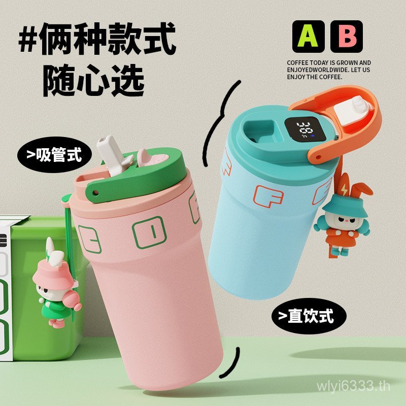 ค่า Face Thermos Cup Creative ถ้วยกาแฟสูง Double-Layer แบบพกพา 316 ถ้วยน้ําสไตล์ใหม่รถสาวสูญญากาศสแต