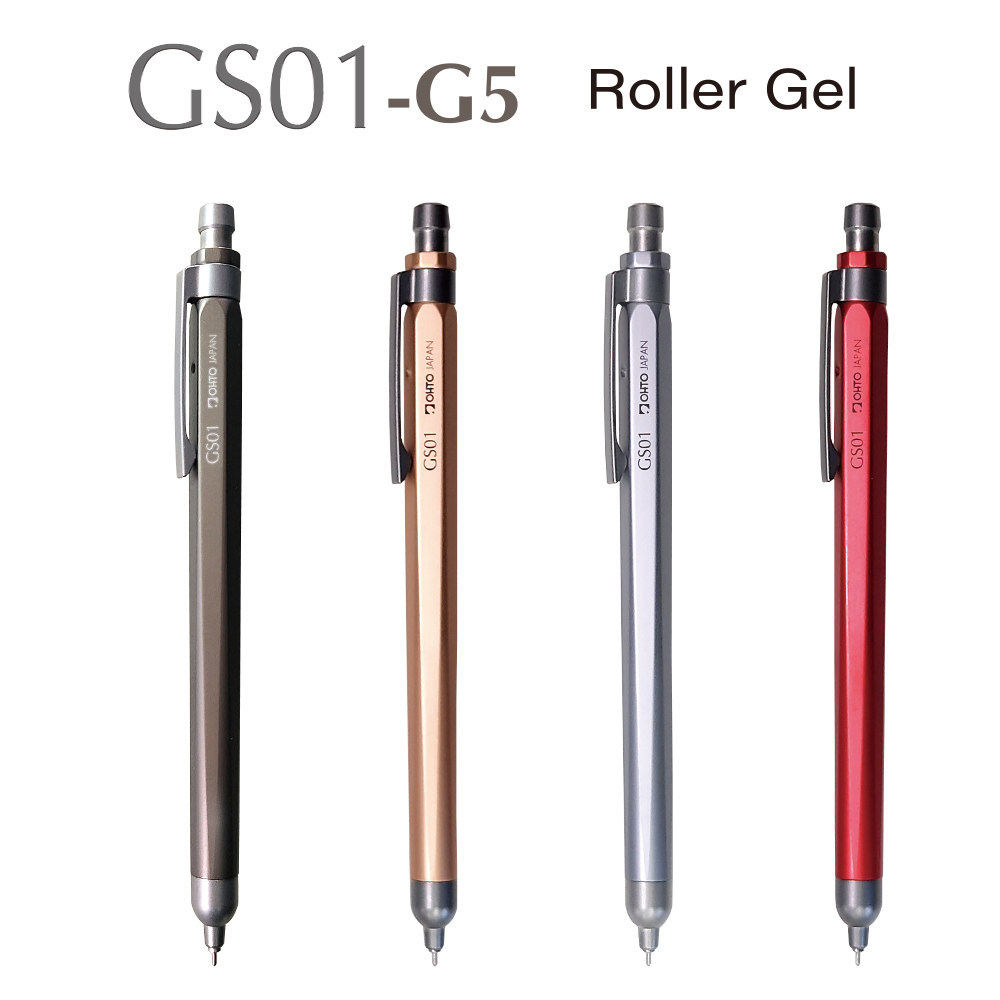 ญี่ปุ่นญี่ปุ่น OTTO Ledo ปากกาเจล GS01-G5 Horizon Metal Rod G2 Push Pen สีดําเติม 0.5 มม.