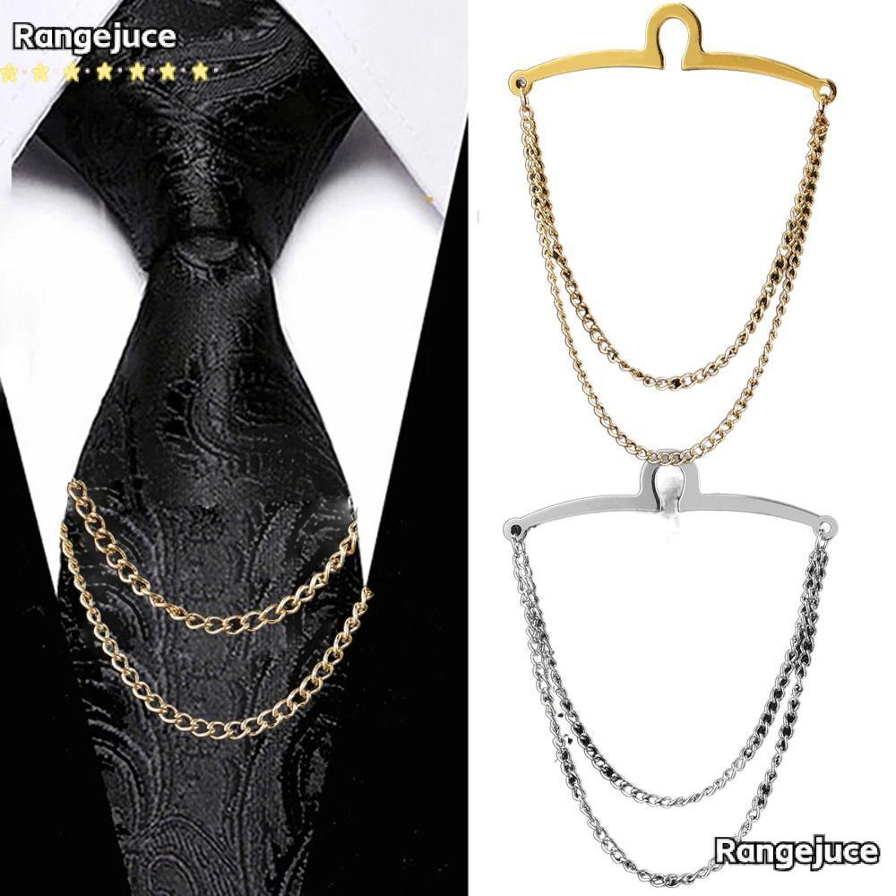 RANGEJUCE Tie คลิปงานแต่งงานอย่างเป็นทางการ Tie อุปกรณ์เสริมเนคไทอุปกรณ์เสริมเสื้อจัดเลี้ยงโซ่-หัวเข็มขัด
